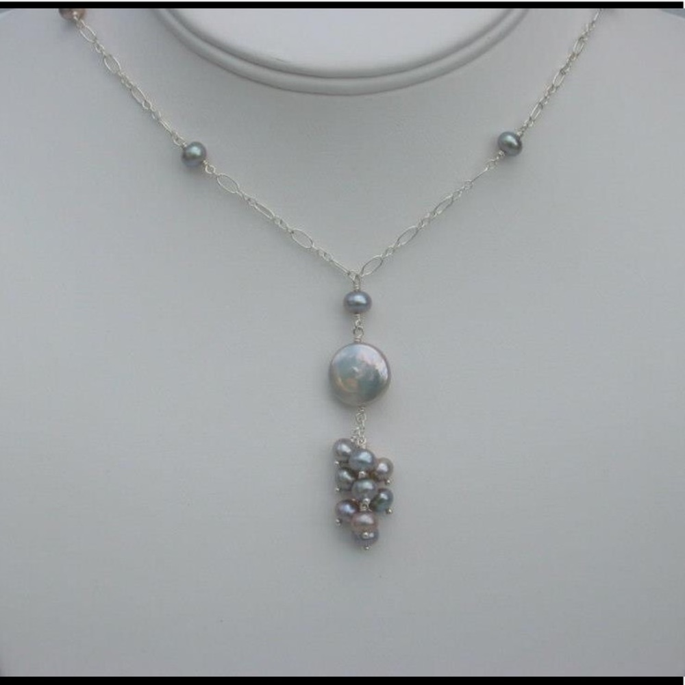 Handmade Grey iridescent Freshwater Pearl Necklace